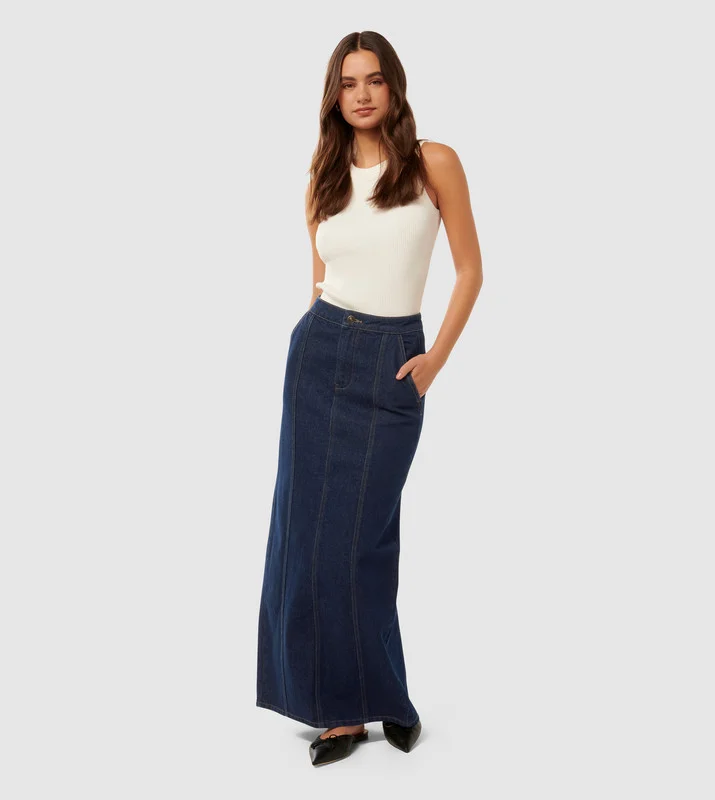 PHEOBE Paneled Denim Maxi Skirt